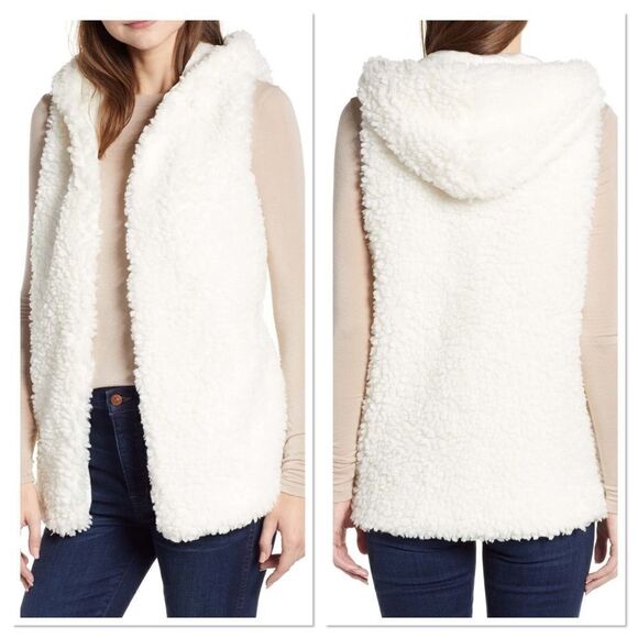 Trouvé Faux Shearling Hooded Vest C3 - Picture 1 of 7